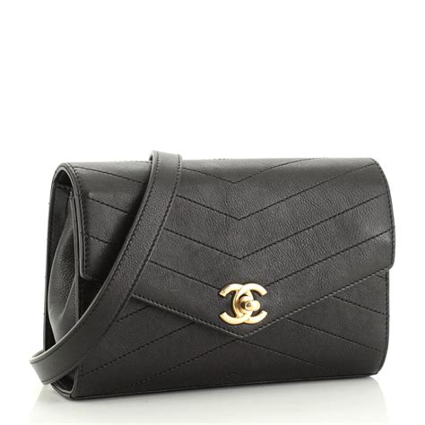 chanel calfskin coco chevron waist bag